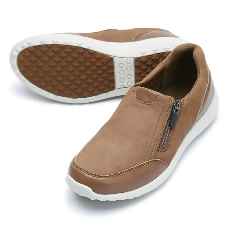 Fujian Oem Odm Service High Quality Classic Styles Luxury Flat Zapatos Sneaker Shoes Men Leather Casual Loafers With Zip