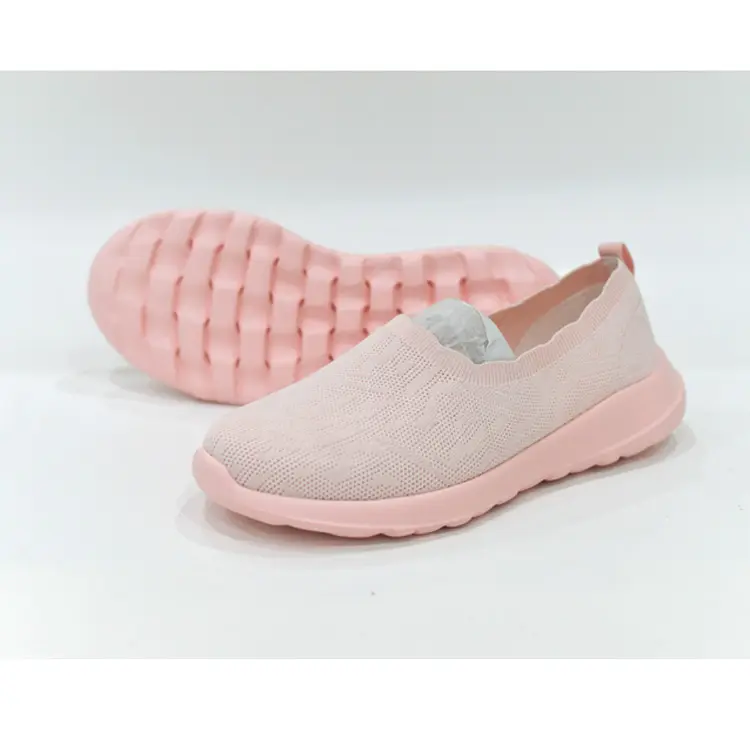 OEM ODM Walking Loafers Maker China Customized Hot Sale Lightweight Outdoor Jian Er Pink Women Flat Casual Shoes Featured Image