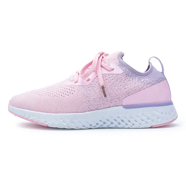 China Supplier Men Lady Comfortable Jogging Flat Breathable Knit Sneakers Sport Running Shoes Woman